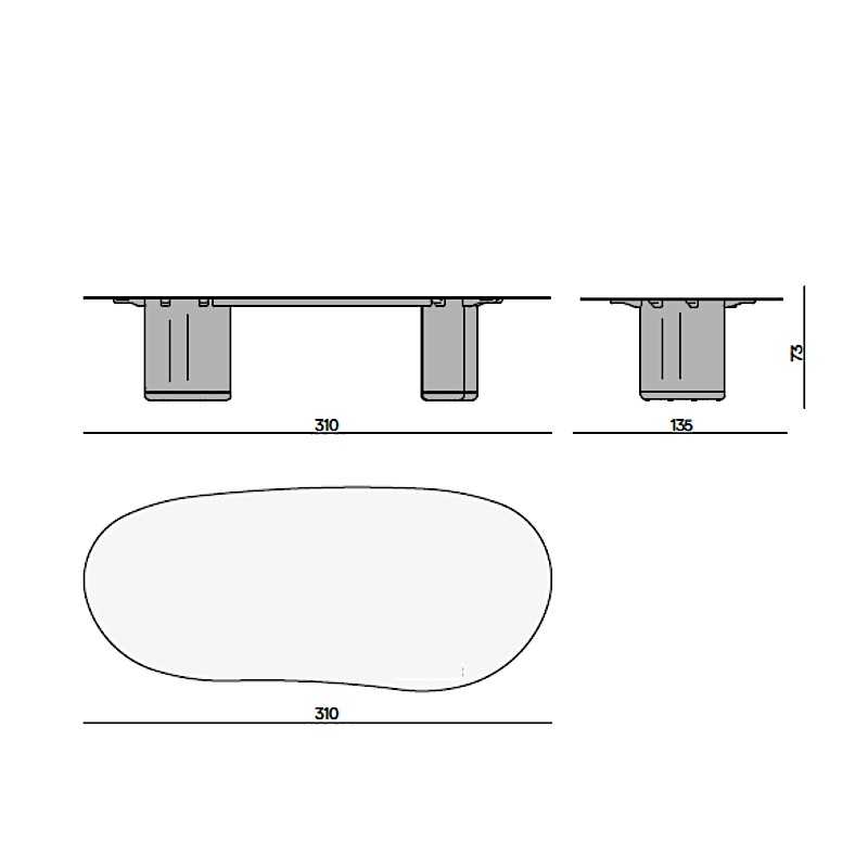 OGADO Organik Esstisch 310 x 135 cm - Skizze