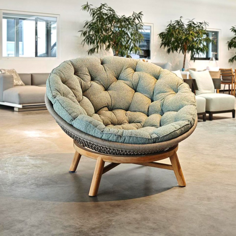 Manutti SANDUA Relaxsessel, Teak/Pepper/Soft Sage