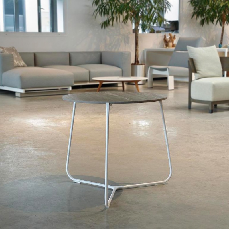 Manutti MOOD Beistelltisch, White/ Keramik Travertin Geo